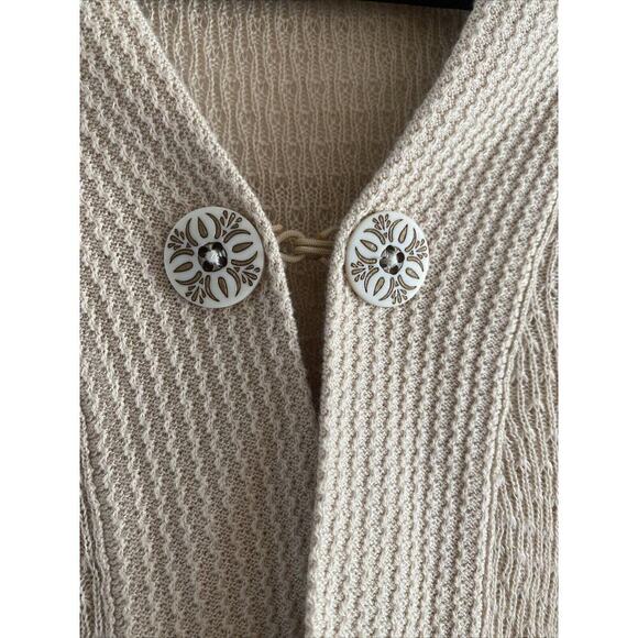 Elizabeth Gillett NYC Tan Knit S/M Bolero Cardigan Timeless Shawl Clasp Front - Picture 4 of 8